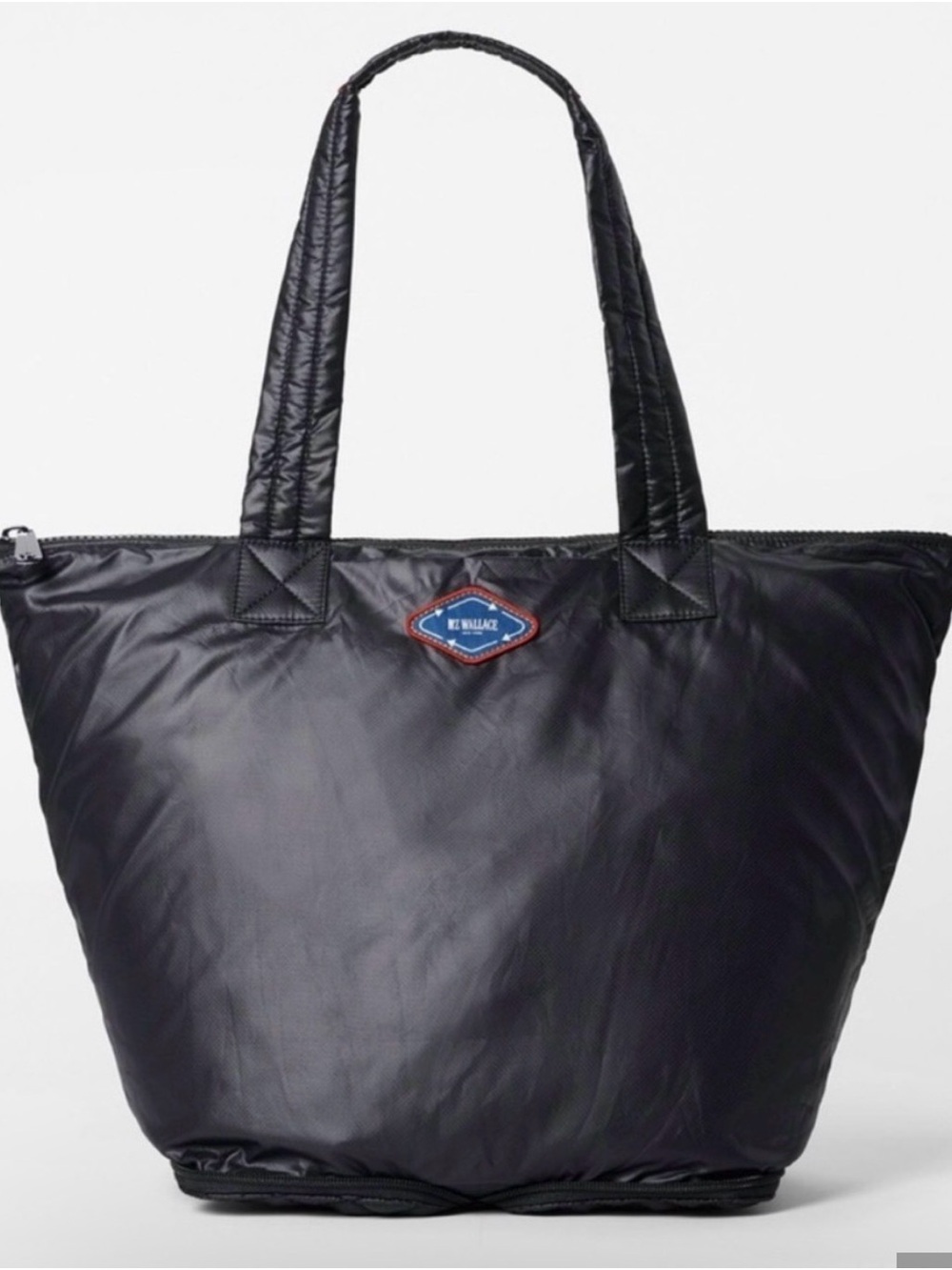 MZ Wallace Black Quilted Handle Tote with Logo Patch